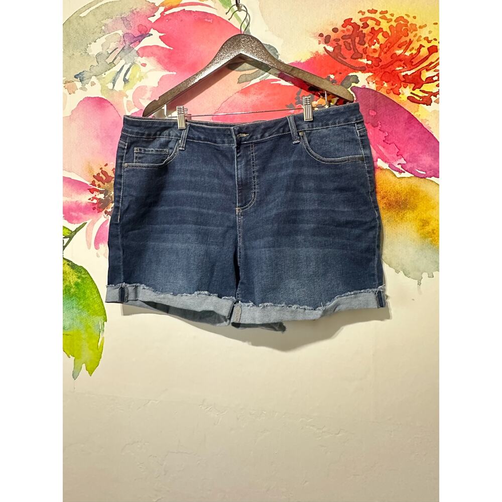 Dip Women's Denim Rolled Cuff Shorts Size 22W - Plus Size - Levi Color